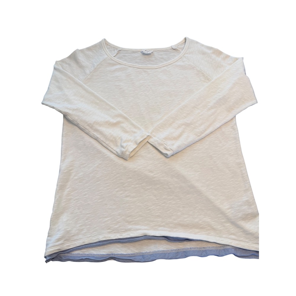 Charli London White Cotton Slub Raglan Top Layered Hem Size US 10 UK 14